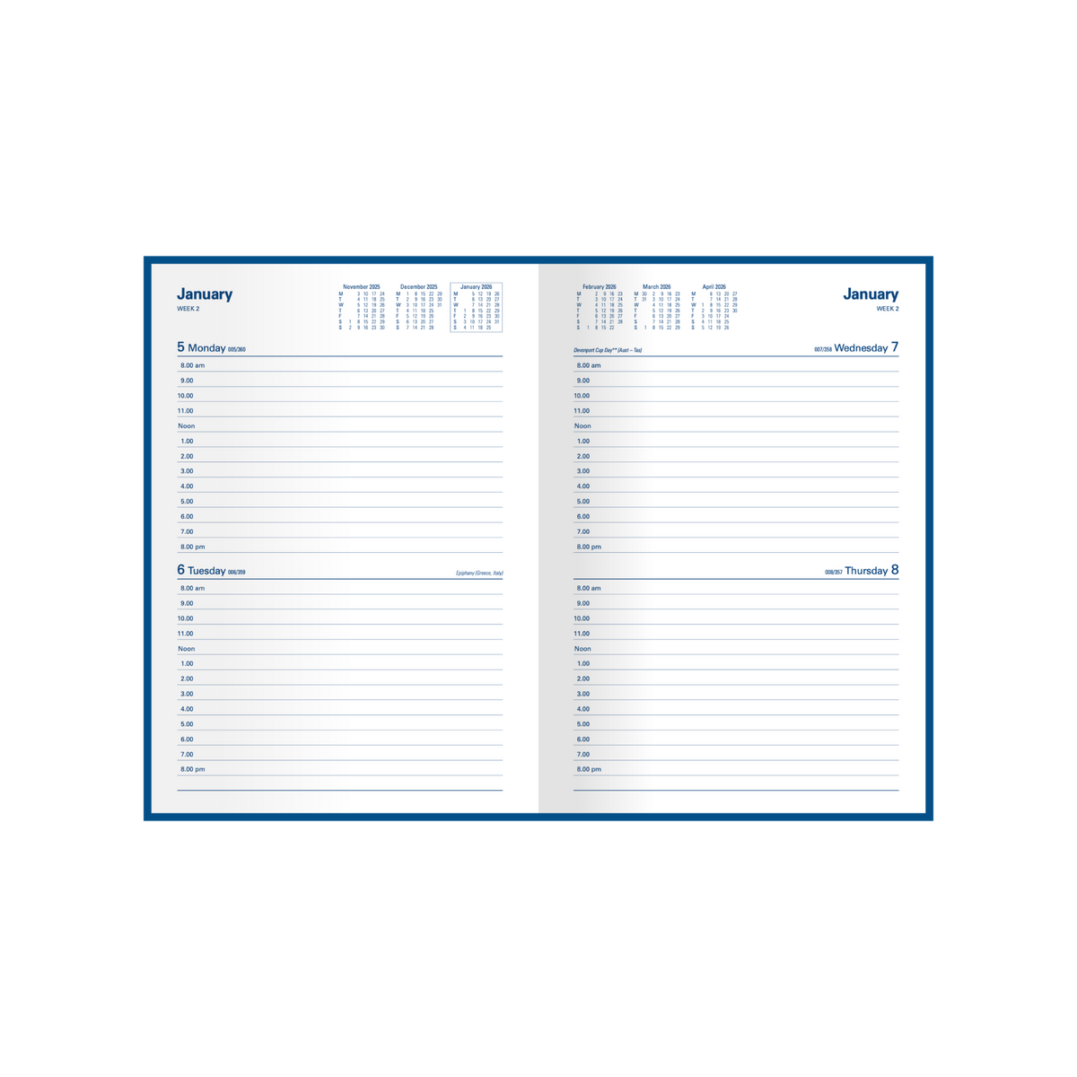 Kingsgrove Calendar Year 2026 Diary/Planner, 2 Days to a Page, A5 Hard Cover
