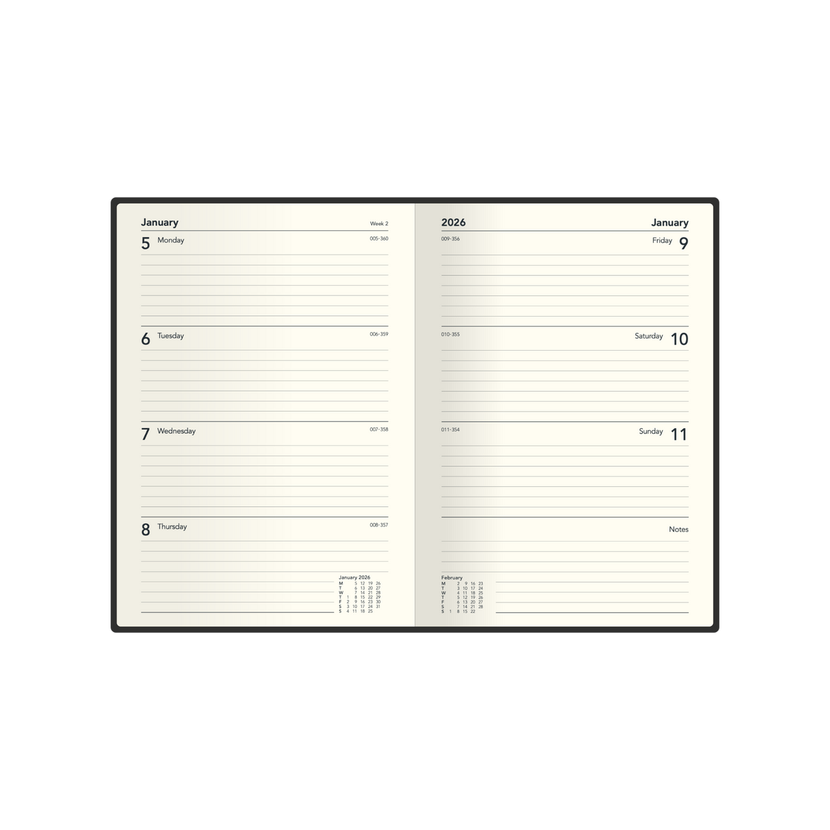 Designer Calendar Year 2026 Diary/Planner, Week to a View, A5 Hard Cover