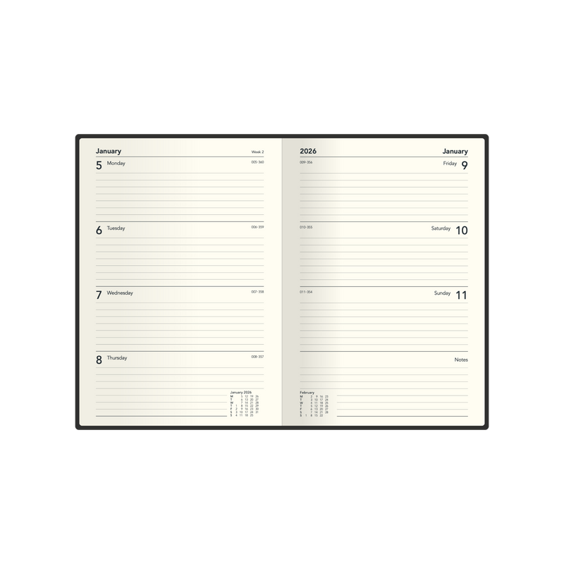 Designer Calendar Year 2026 Diary/Planner, Week to a View, A5 Hard Cover