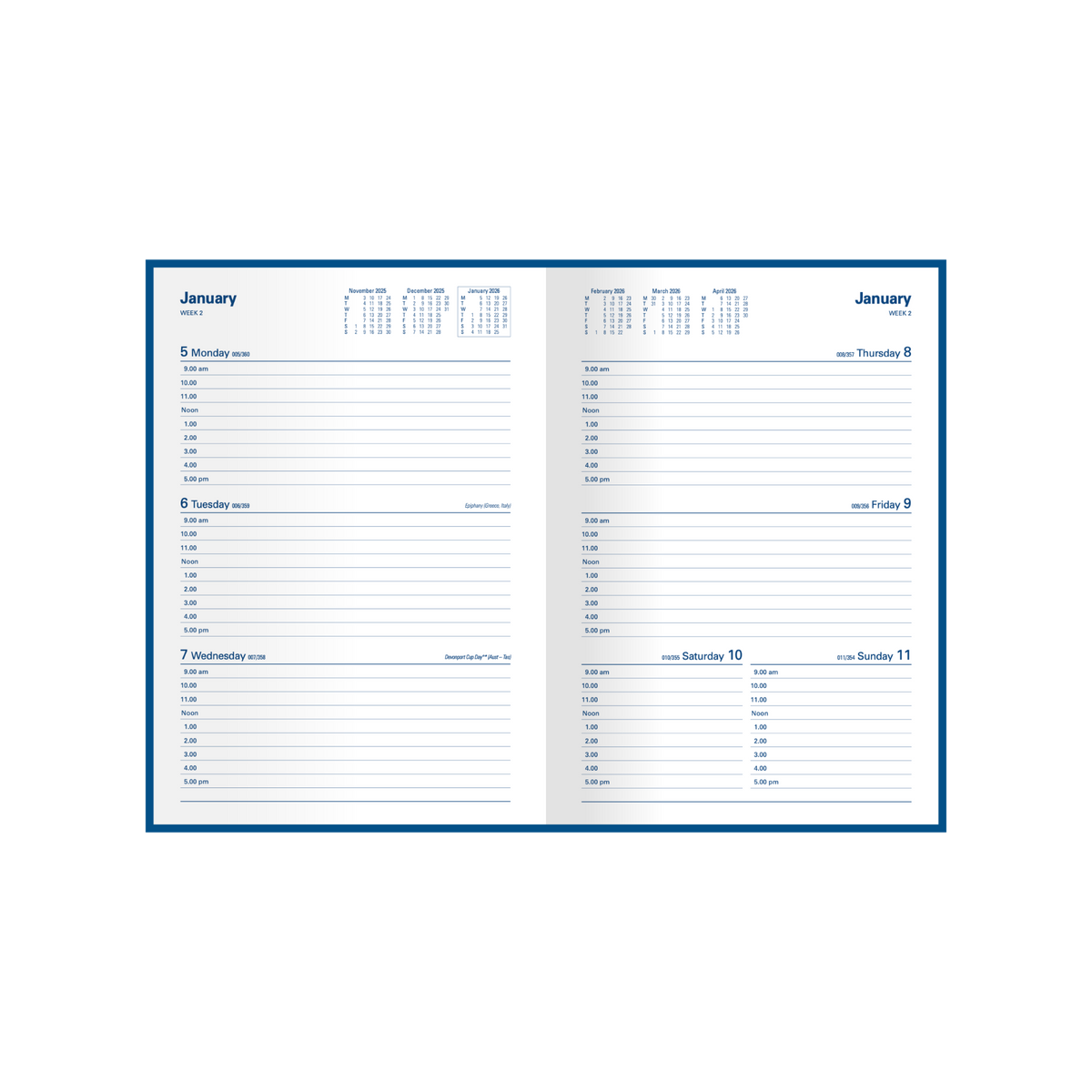 Kingsgrove Calendar Year 2026 Diary/Planner, Week to View, A5 Hard Cover