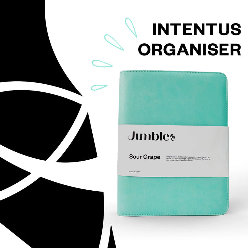 Intentus Organiser A4 PU Leather-Like Folder with Ruled Refill Pad - Sour Grape Teal