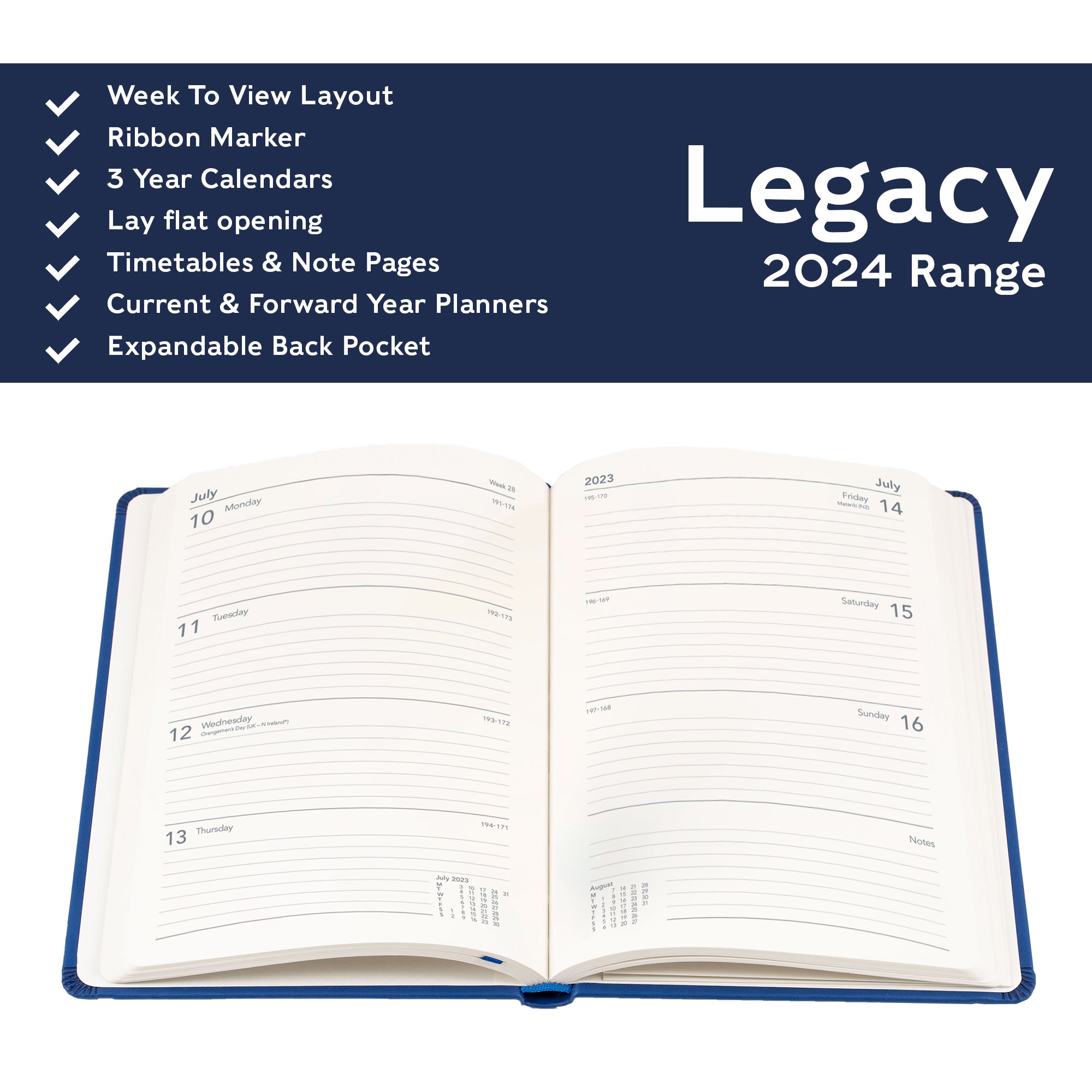 Legacy 2024 Diary - Week to View, Size Pocket