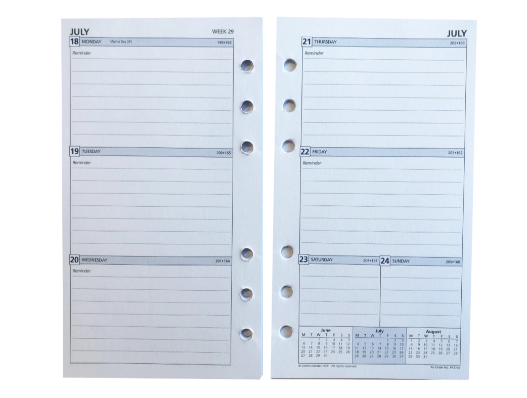 Day Planner Refill 2024 - Weekly Dated - Ruled (one year), Size Personal