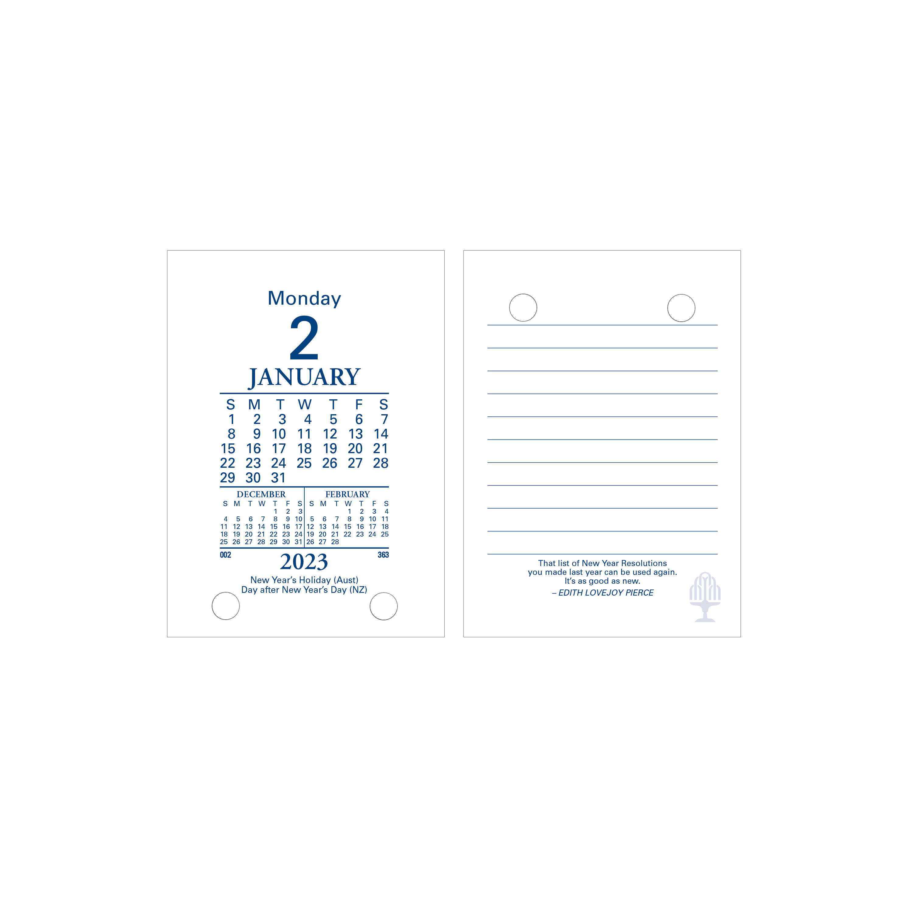 Collins Desk Calendar - Acrylic Stand ONLY (Top Punch), NO REFILL
