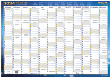 Writeraze Wall Planners & Calendars 2024 - QC2 exec. year planner (500 x 700mm)
