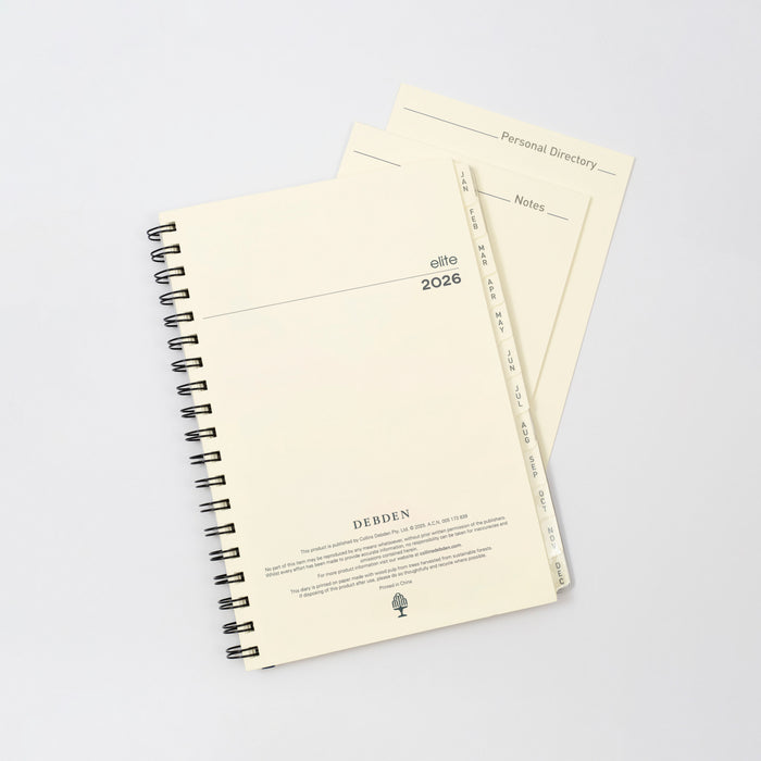 Elite Calendar Year 2026 Diary/Planner, Week to View, Executive Refill