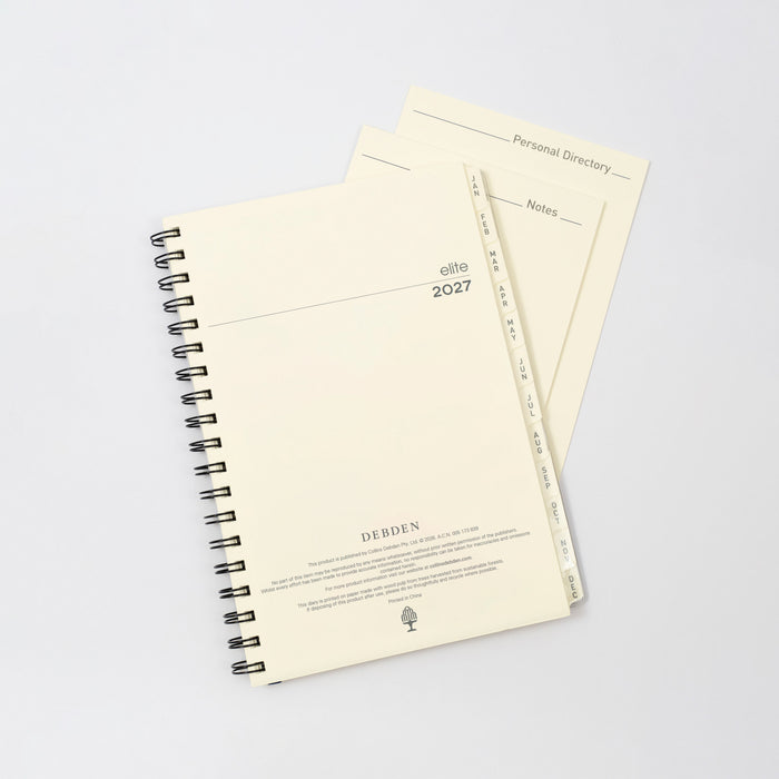 2027 Calendar Year Diary/Planner - 12 Month Executive Week to View - Refill - Collins Elite Range