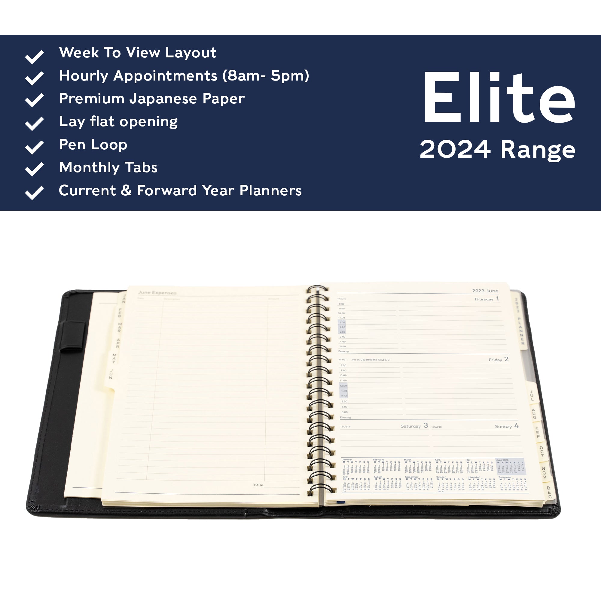 Elite Desk 2024 Diary - Week to View, Size Executive