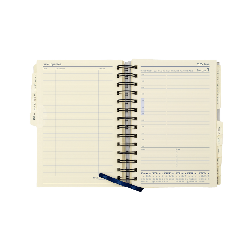 Elite Calendar Year 2026 Diary/Planner, Day to Page, Compact Refill