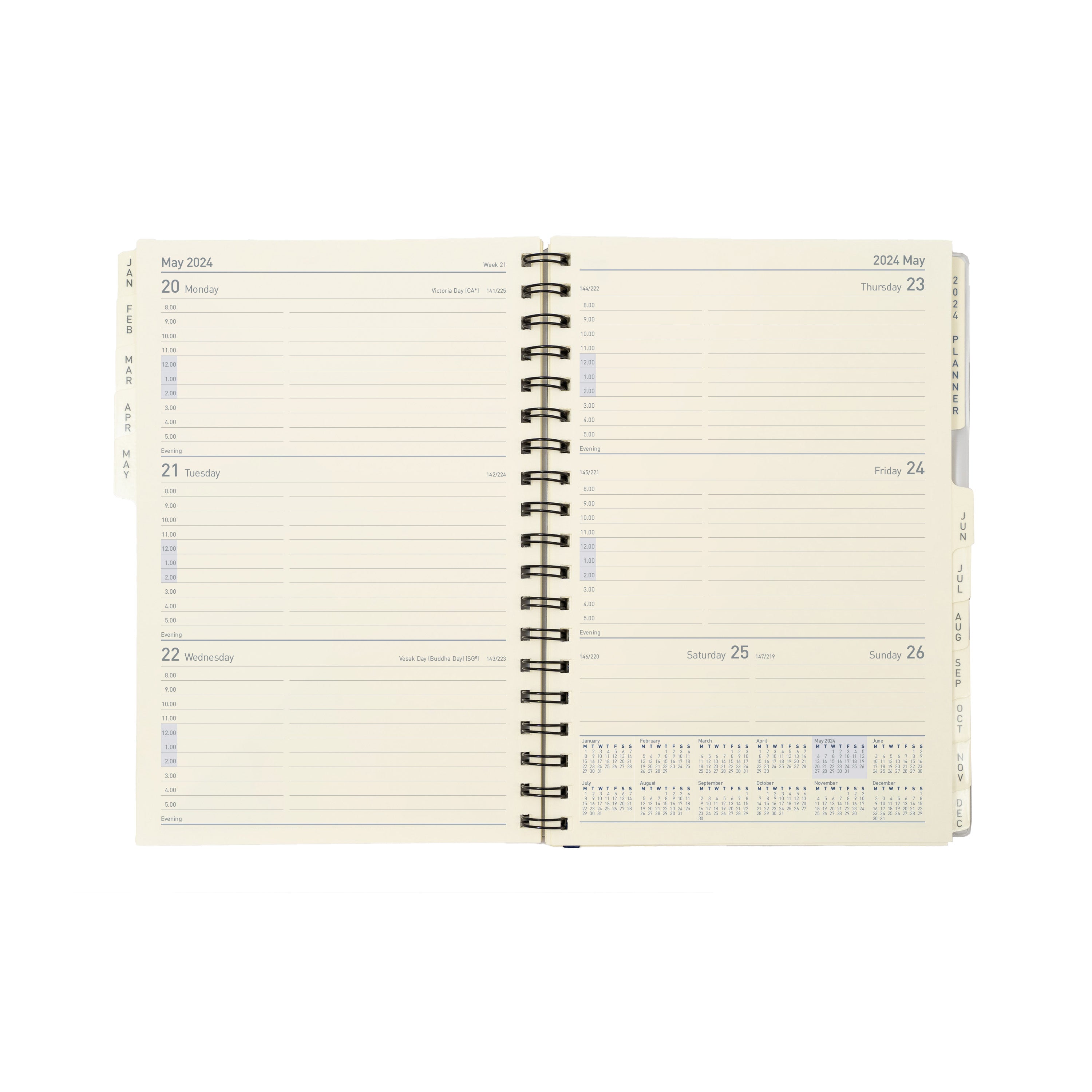Elite Desk Diary Refill 2024 - Week to View, Size Compact (14 Rings) Compact (190 x 127mm)