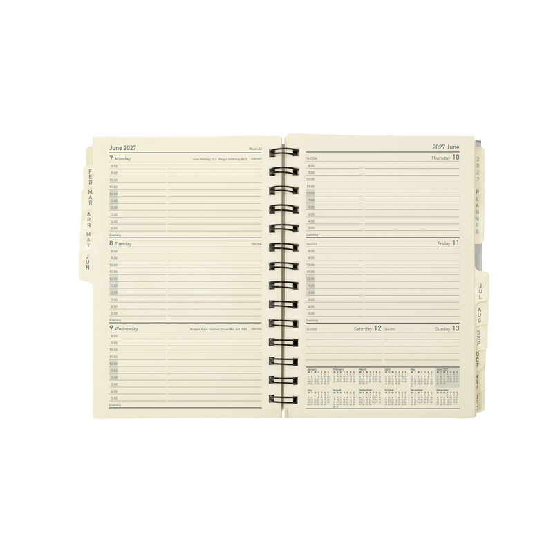 2027 Calendar Year Diary/Planner - 12 Month Compact Week to View - Refill - Collins Elite Range