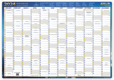 Writeraze Wall Planners & Calendars 2024 - QC2 exec. year planner, framed (Sturdy Framing) (500 x 700mm)