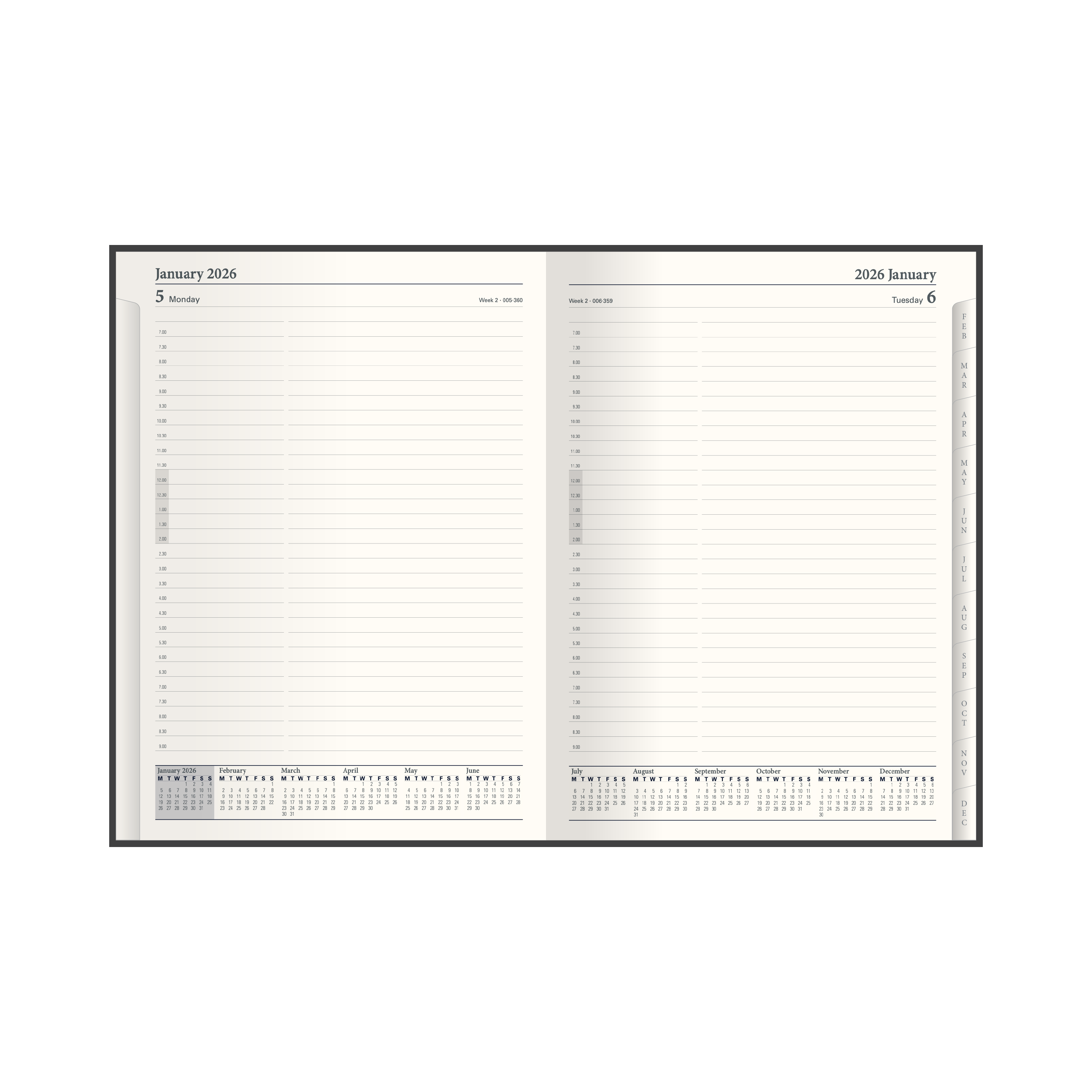 Classic Calendar Year 2026 Diary/Planner, Day to Page, Manager Hard Cover