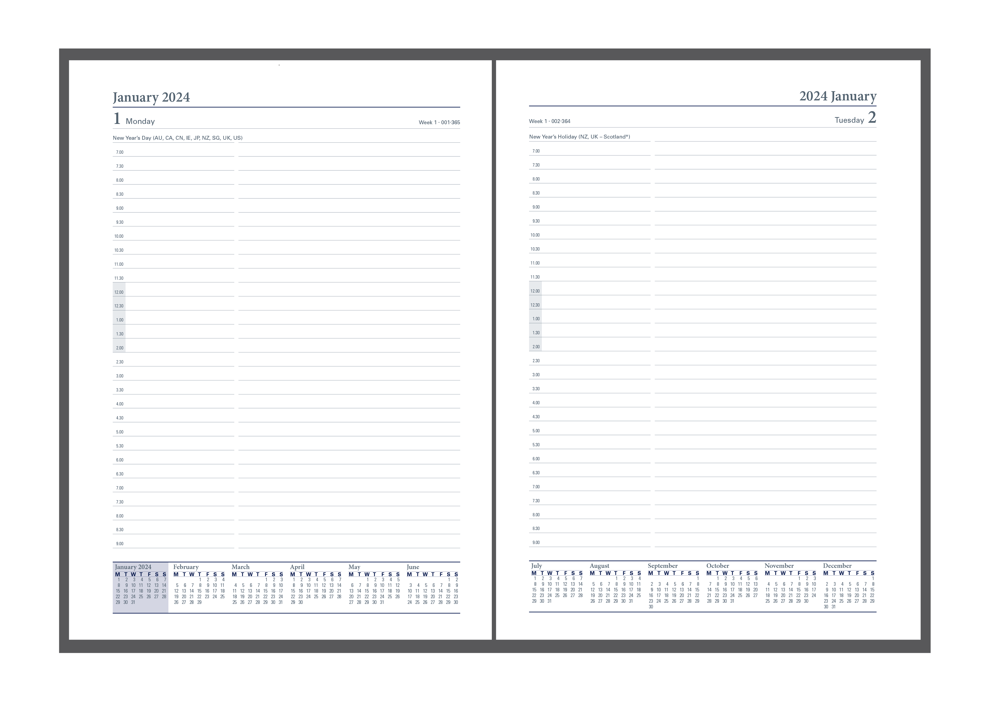 Classic 2024 Diary - Day to Page, Size Manager