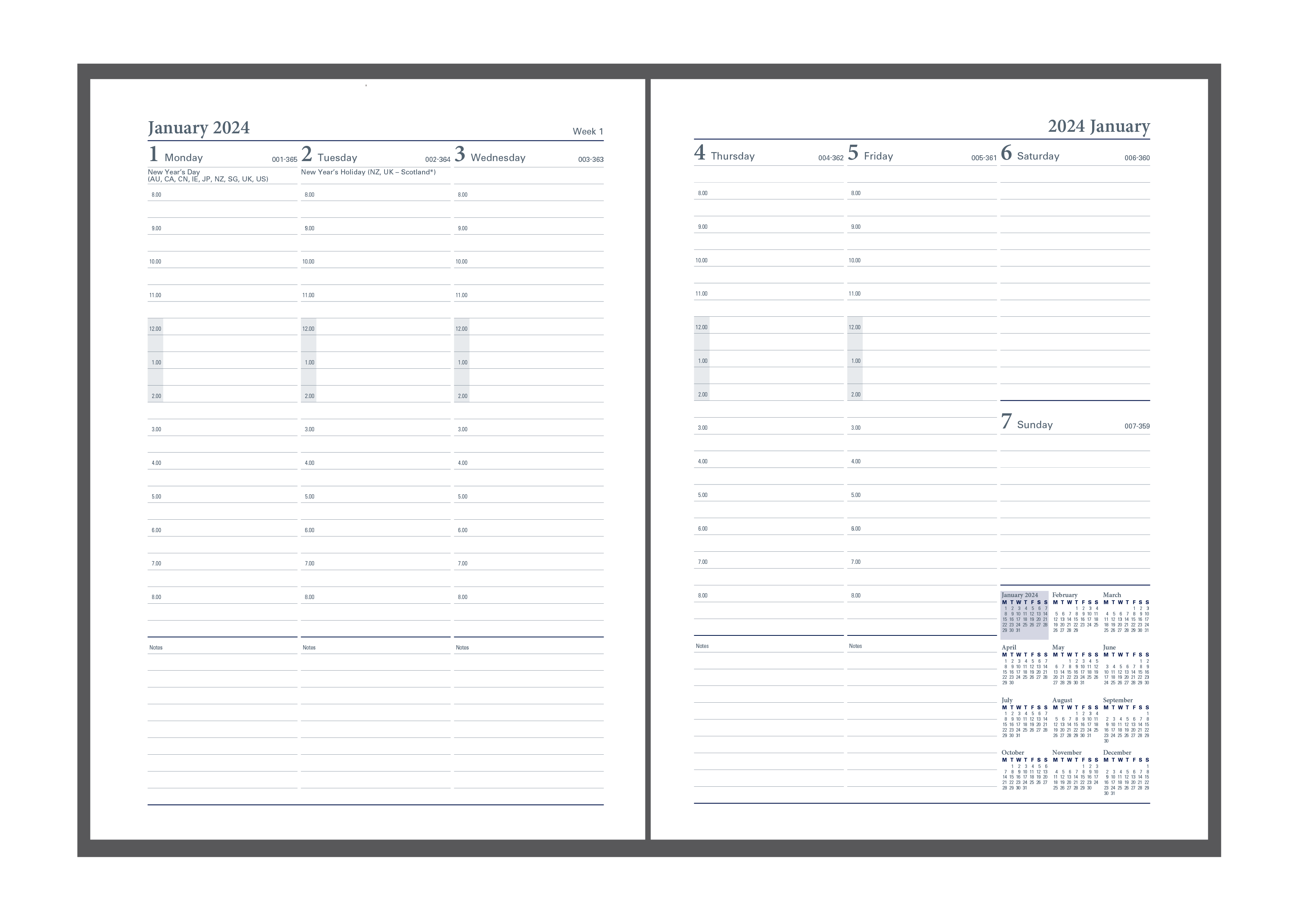 Classic 2024 Diary - Week to View (Vertical), Size Manager