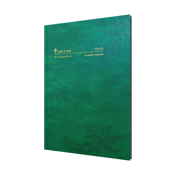 168PP A4 10 Money Column Analysis Book – Hardcover in Green – Collins 61 Series “Account & Analysis” Range