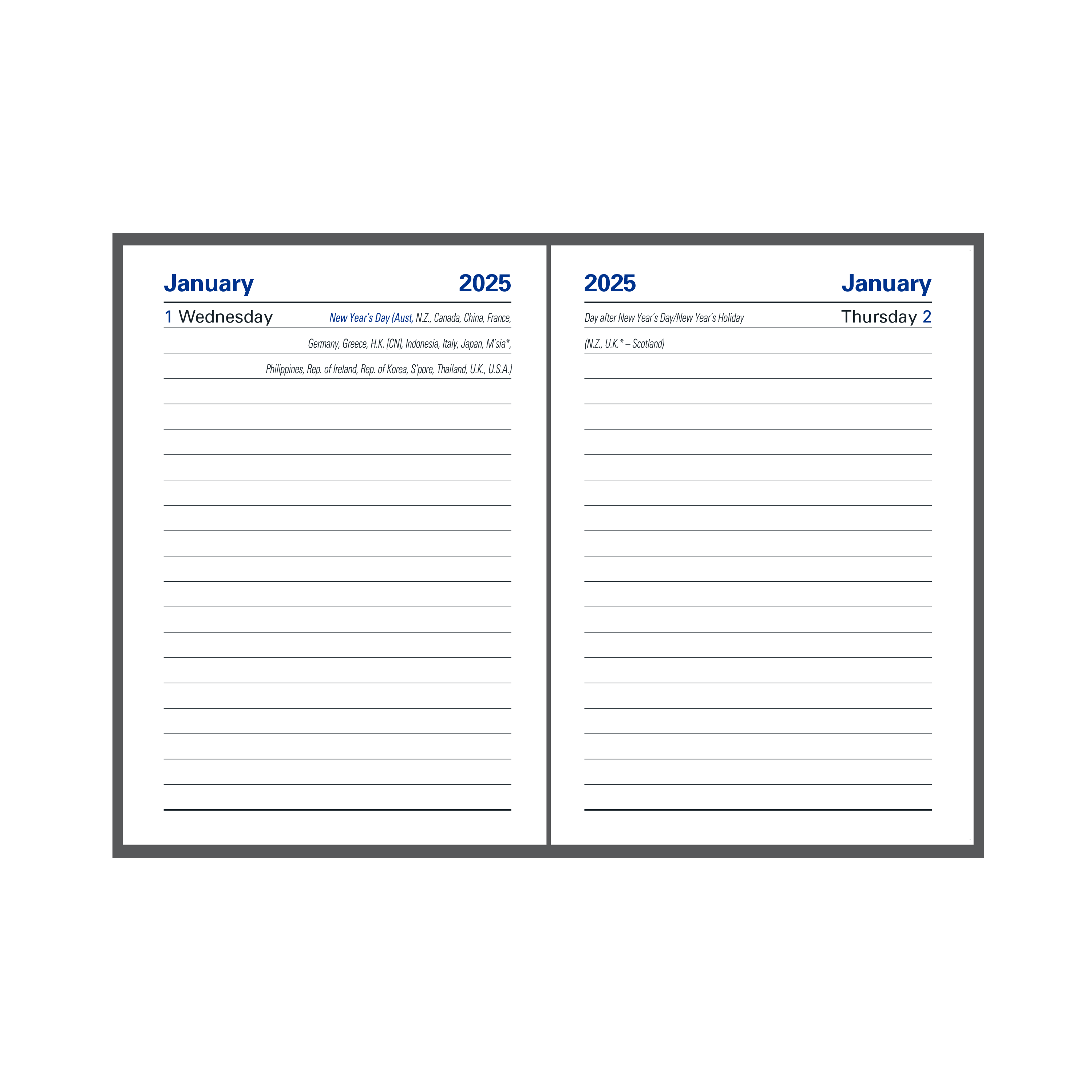 Sterling -A7 - Day-to-Page - 2025 Calendar Year Diary/Planner