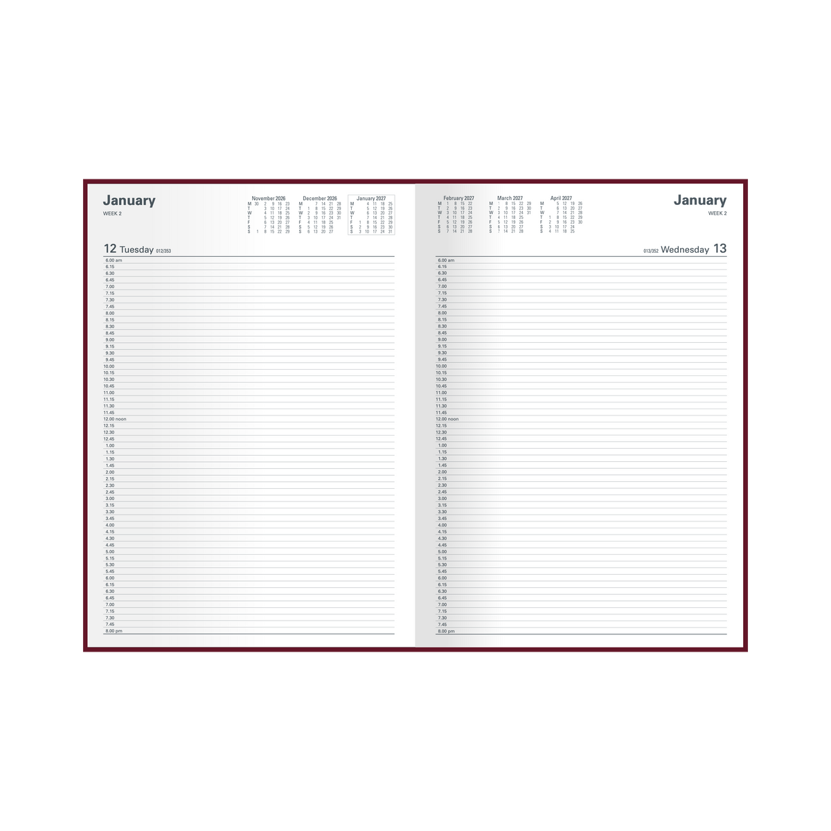 Collins Appointment Calendar Year 2027 Diary/Planner, Day to Page - 15 mins, A4 Hard Cover