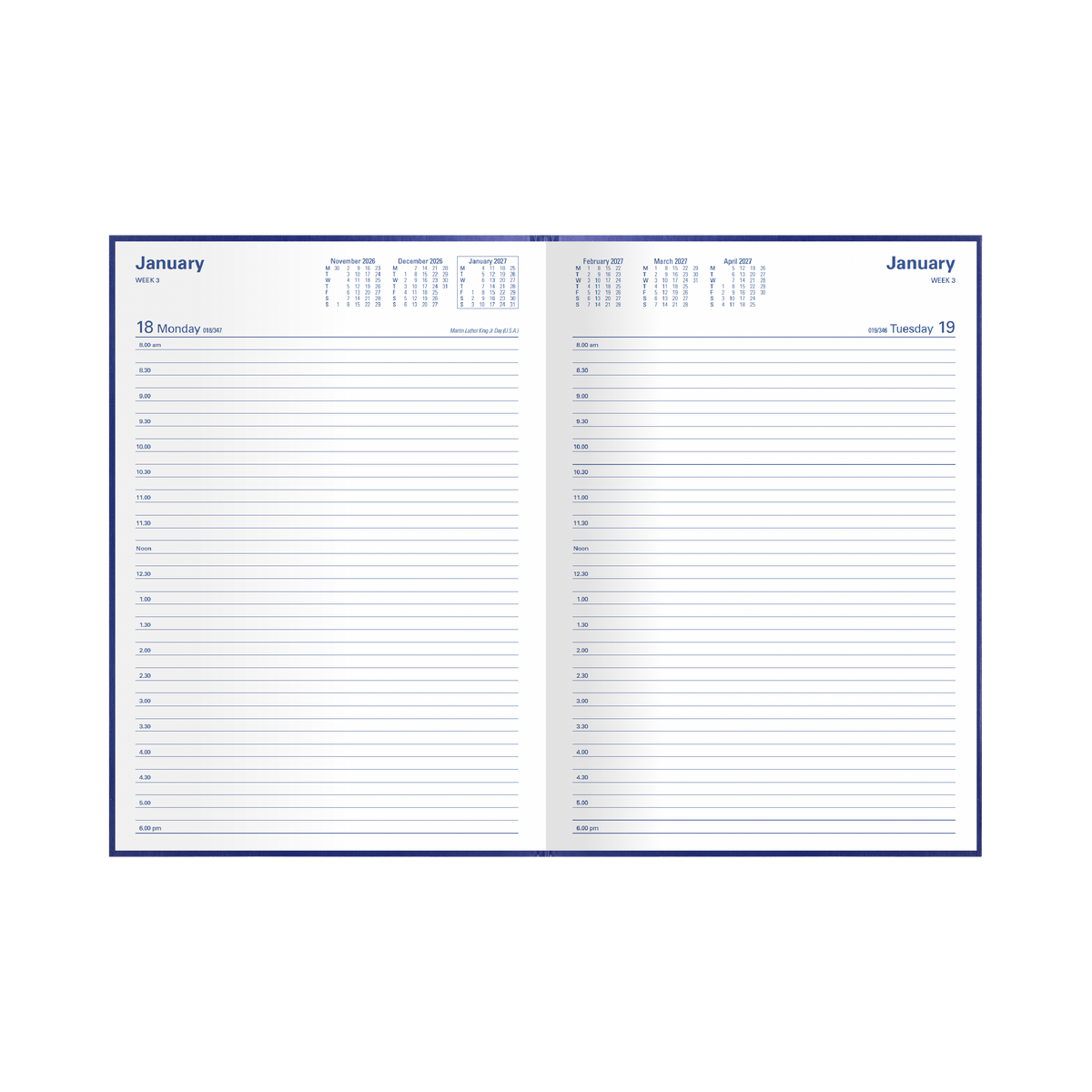 2027 Calendar Year Diary/Planner - 12 Month A4 Day to Page - Hard Cover - Collins Kingsgrove Range