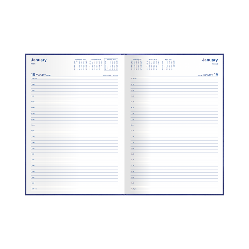 2027 Calendar Year Diary/Planner - 12 Month A4 Day to Page - Hard Cover - Collins Kingsgrove Range