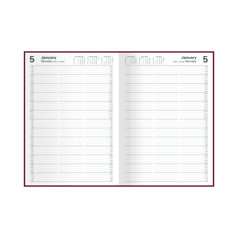 2027 Calendar Year Diary/Planner - 12 Month A4 2 Pages to a Day Diary - Hard Cover -Collins Appointment Range - Early Edition