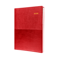 Vanessa Calendar Year 2026 Diary/Planner, Day to Page, A4 PU Soft Cover - Red