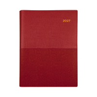 2027 Calendar Year Diary/Planner - 12 Month A4 Day to Page - Soft PU Cover in Red - Collins Vanessa Range