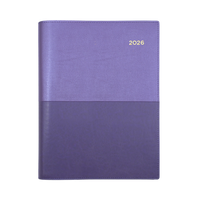 Vanessa Calendar Year 2026 Diary/Planner, Day to Page, A4 PU Soft Cover - Purple
