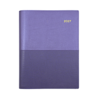 2027 Calendar Year Diary/Planner - 12 Month A4 Day to Page - Soft PU Cover in Purple - Collins Vanessa Range
