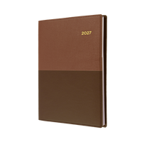 2027 Calendar Year Diary/Planner - 12 Month A4 Day to Page - Soft PU Cover in Tan - Collins Vanessa Range