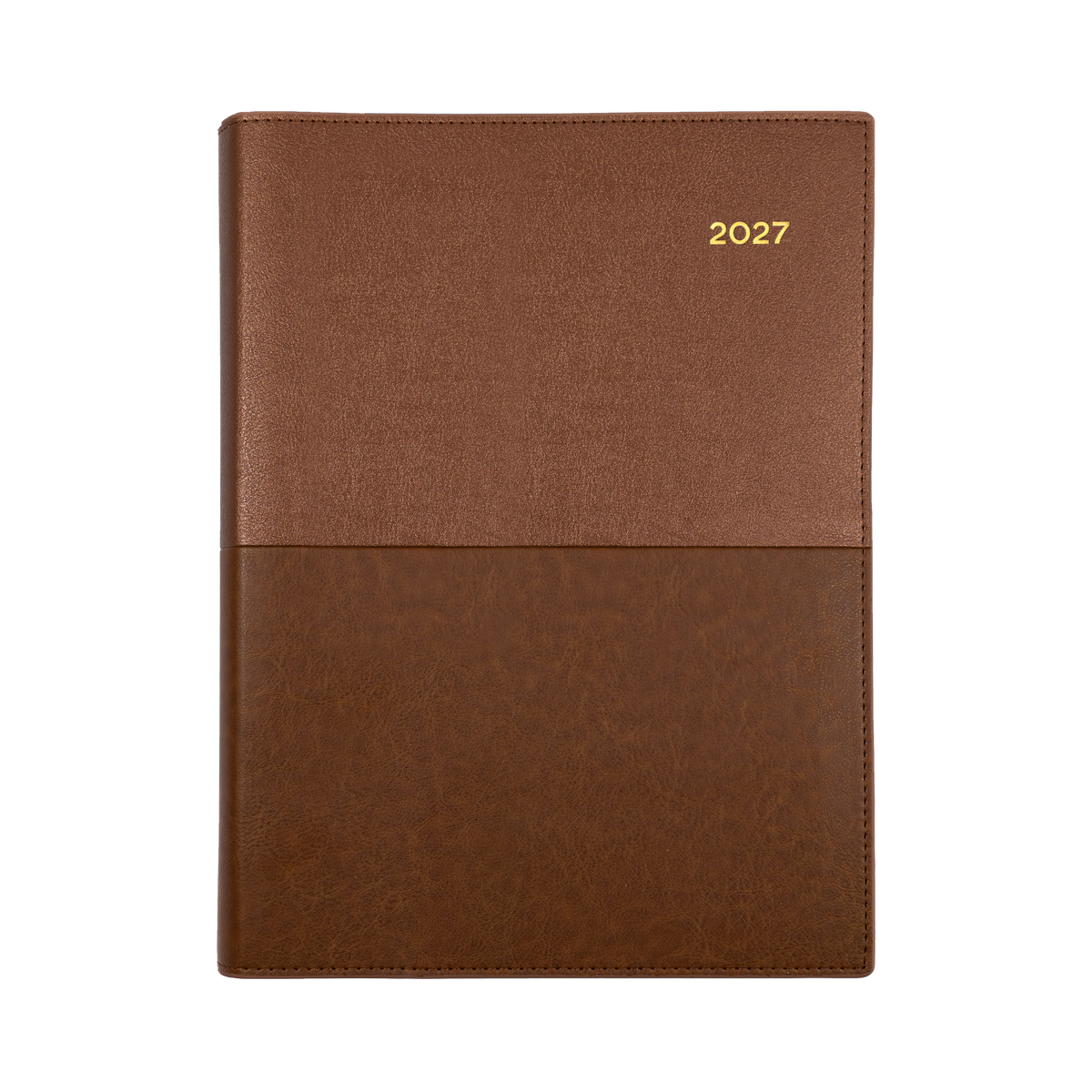 2027 Calendar Year Diary/Planner - 12 Month A4 Day to Page - Soft PU Cover in Tan - Collins Vanessa Range