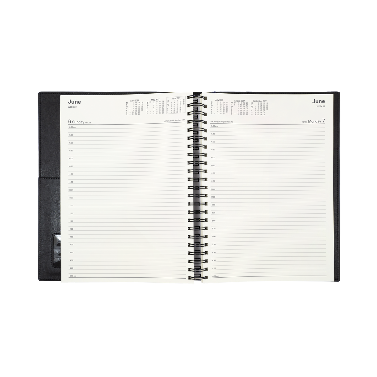 2027 Calendar Year Diary/Planner - 12 Month A4 Day to Page - Soft PU Cover in Blue - Collins Vanessa Range