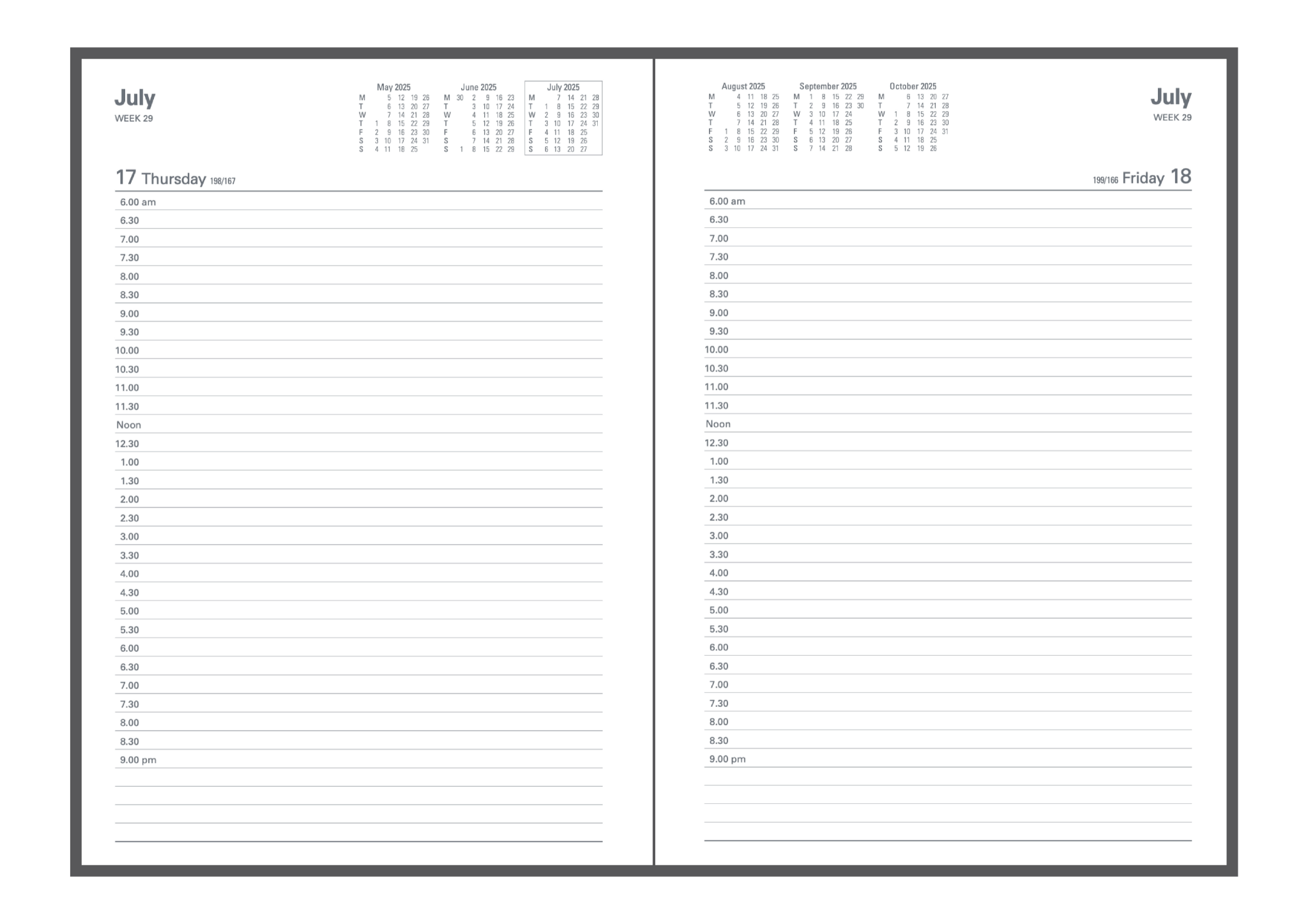 Collins Appointment 2025 Diary - Day to a Page View (6am - 9pm, 1/2 hourly)