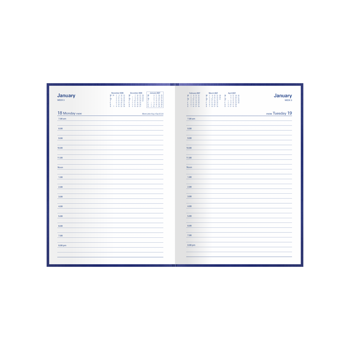2027 Calendar Year Diary/Planner - 12 Month A5 Day to Page - Hard Cover - Collins Kingsgrove Range