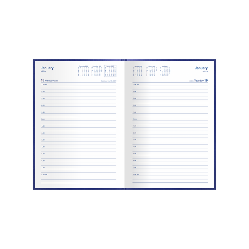 2027 Calendar Year Diary/Planner - 12 Month A5 Day to Page - Hard Cover - Collins Kingsgrove Range