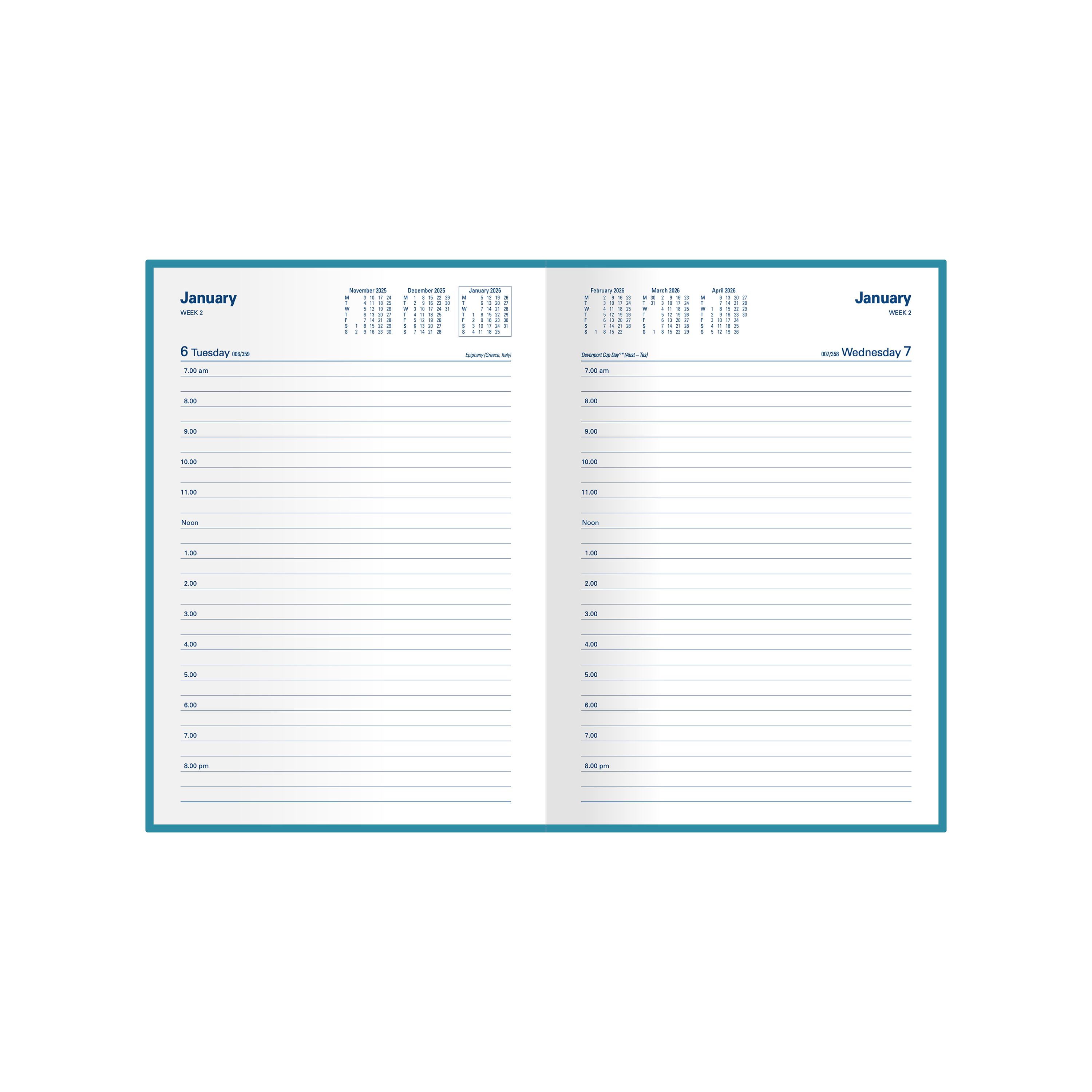 Belmont Calendar Year 2026 Diary/Planner, Day to Page, A5 Hard Cover