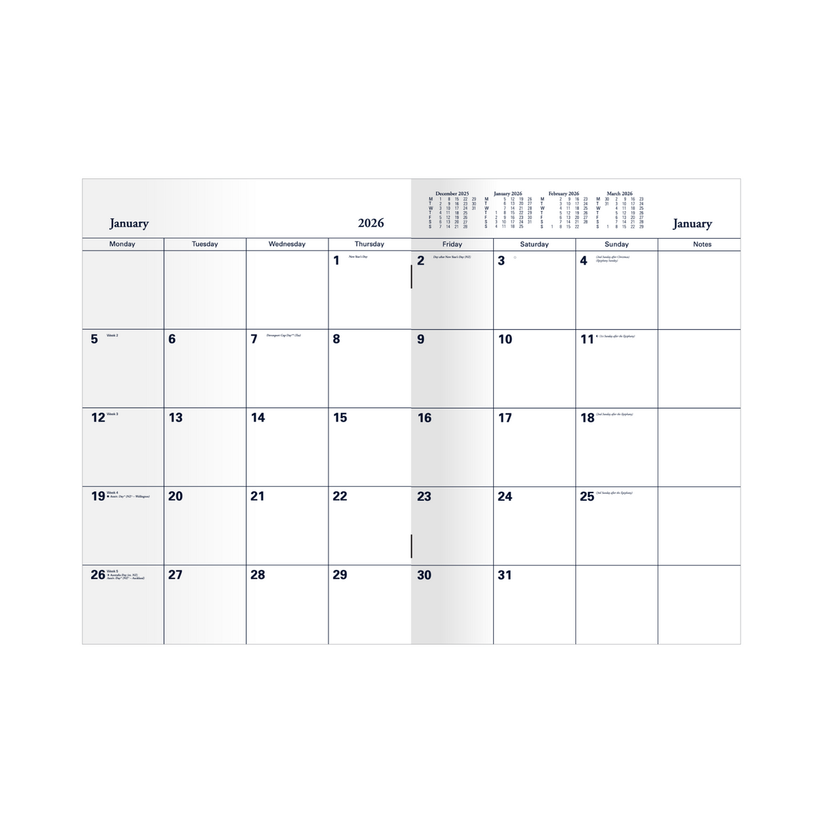 Collins - Colplan Calendar Year 2026 Diary/Planner, Month to View, A4 Soft Cover