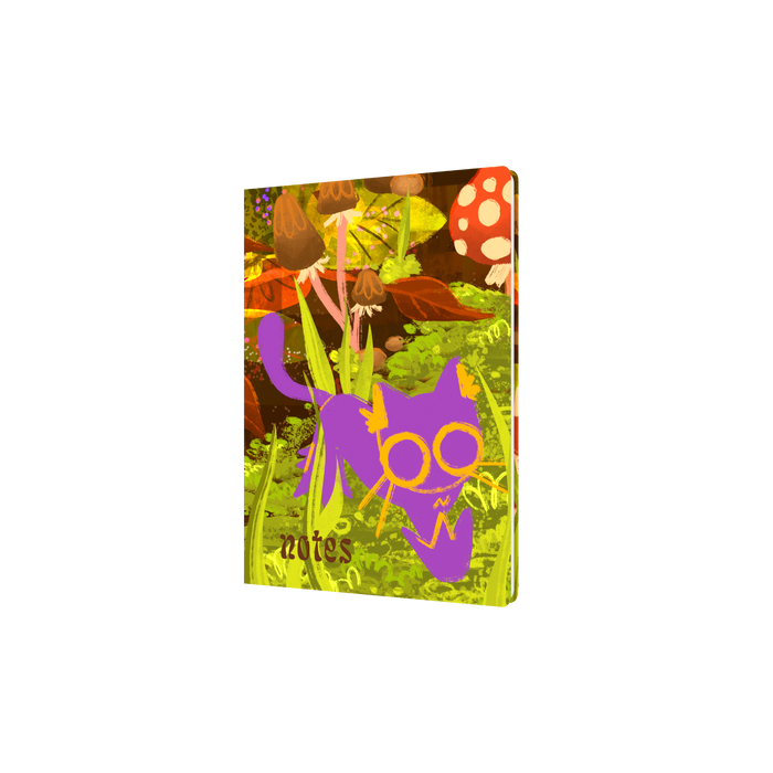 Collins - Glasgow School of Art (Bella Ramsay) Cat Notebook, A5 Recycled Hard Cover - Mushroom