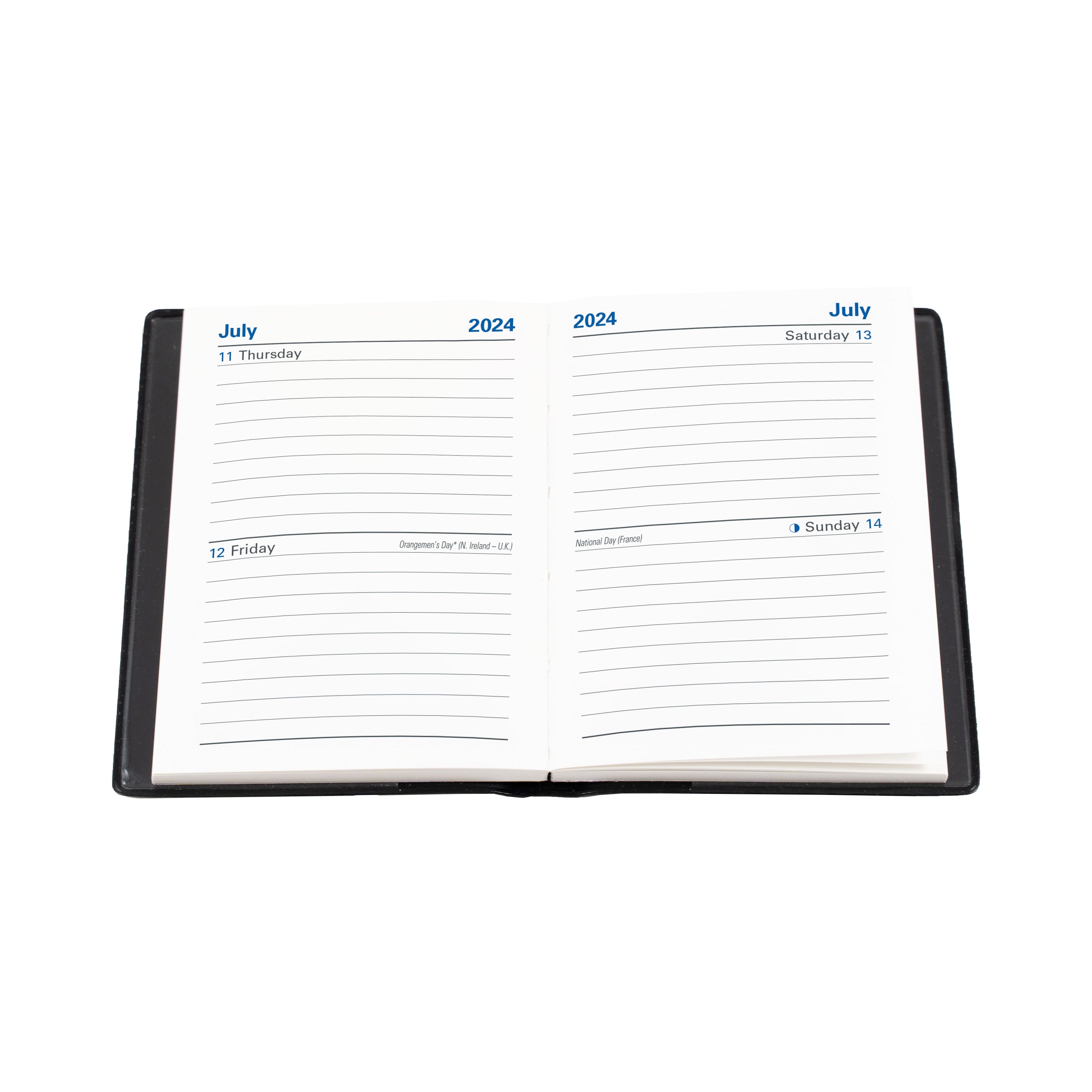 Belmont Pocket 2024 Diary - 2 Days to a Page, Size A7 Black / A7 (105 x 74mm)