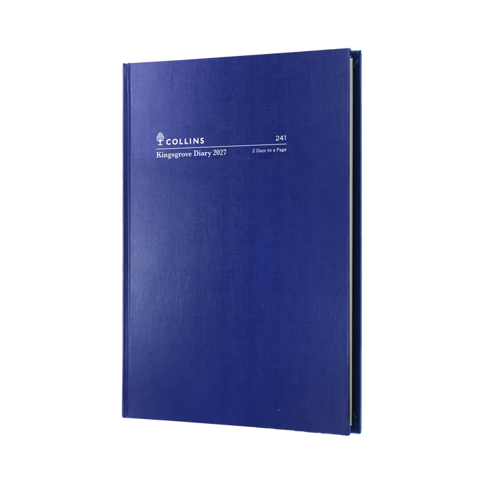 2027 Calendar Year Diary/Planner - 12 Month A4 2 Days to a Page - Hard Cover - Collins Kingsgrove Range