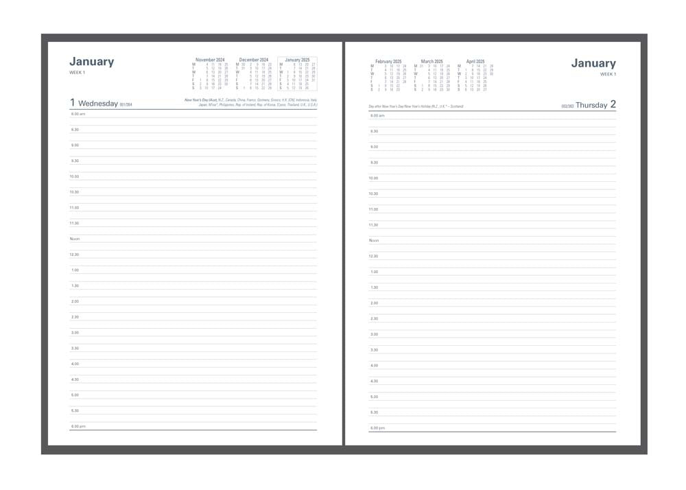 Financial Year Diary - A4 Day-To-Page 2024-2025 Diary Planner- With appointments