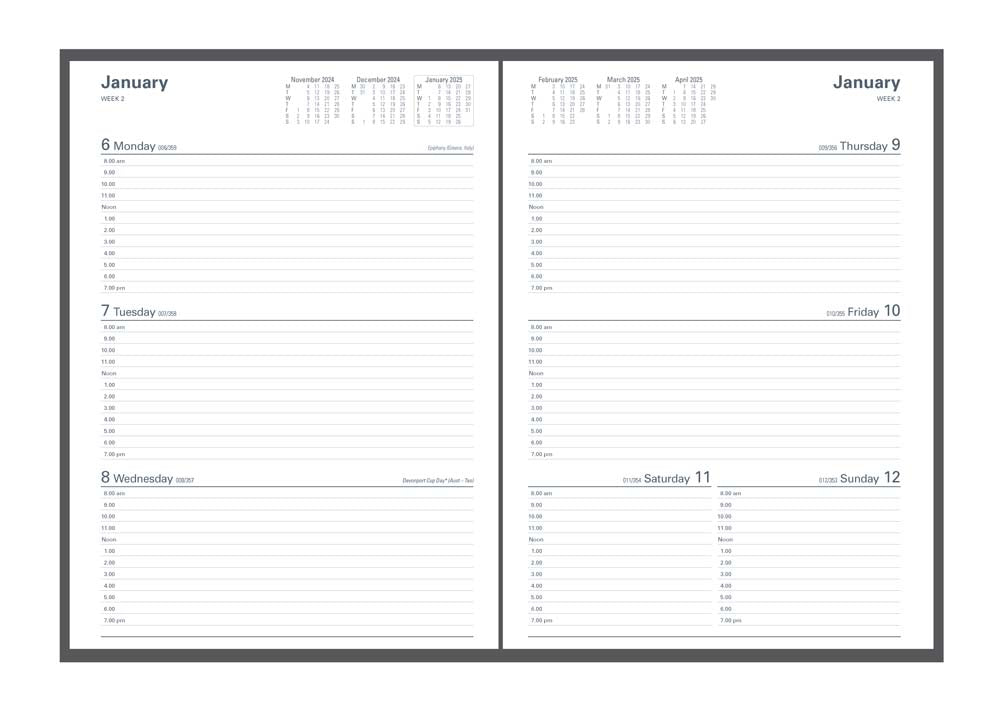 Financial Year Diary - A4 Week-to-View 2024-2025 Year Diary Planner- With appointments