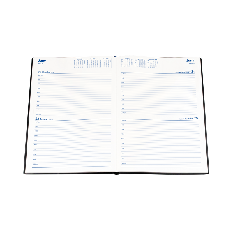 Belmont Calendar Year 2026 Diary/Planner, 2 Days to a Page, A4 Hard Cover