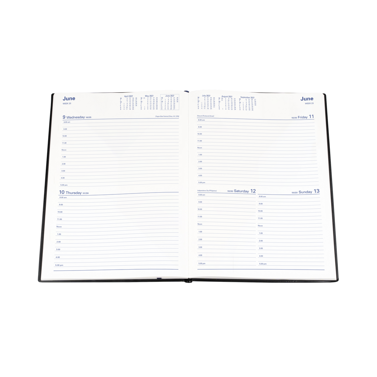 2027 Calendar Year Diary/Planner - 12 Month A4 2 Days to a Page - PVC Cover - Collins Belmont Range