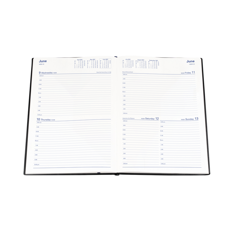 2027 Calendar Year Diary/Planner - 12 Month A4 2 Days to a Page - PVC Cover - Collins Belmont Range