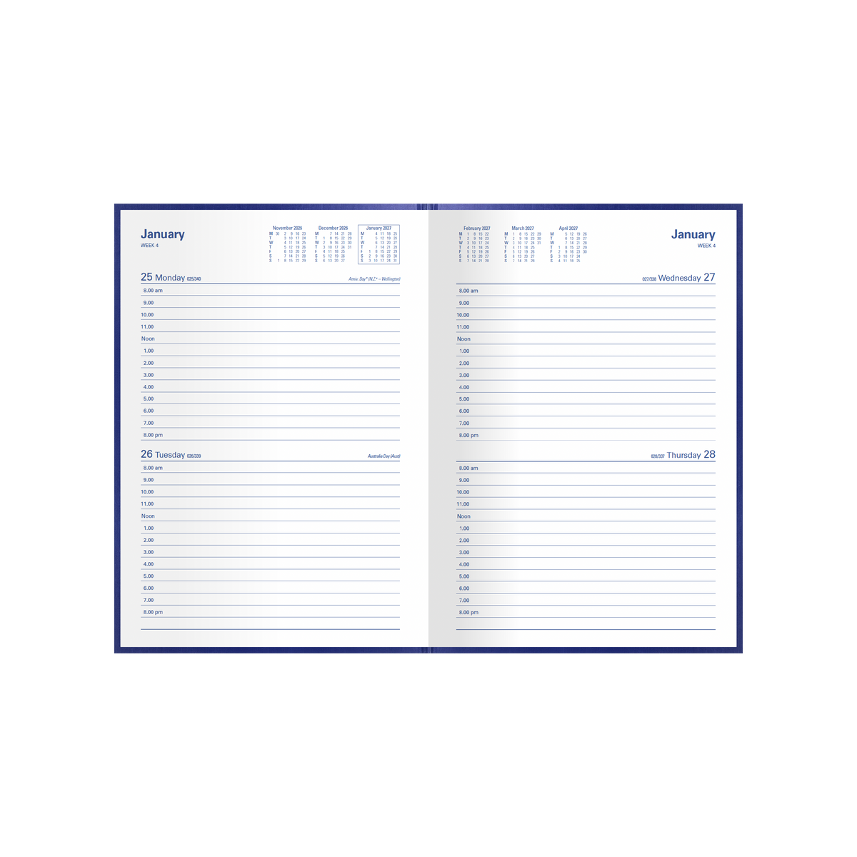 2027 Calendar Year Diary/Planner - 12 Month A5 2 Days to a Page - Hard Cover - Collins Kingsgrove Range