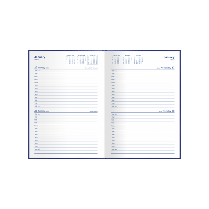 2027 Calendar Year Diary/Planner - 12 Month A5 2 Days to a Page - Hard Cover - Collins Kingsgrove Range