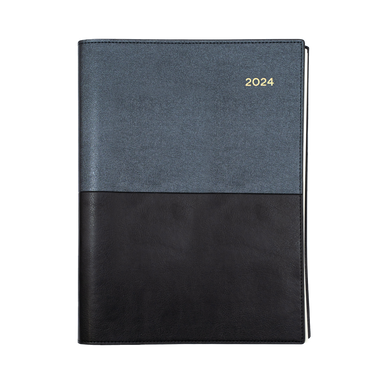 Vanessa 2024 Diary - 2 Days to a Page, Size A5 Black / A5 (210 x 148mm)