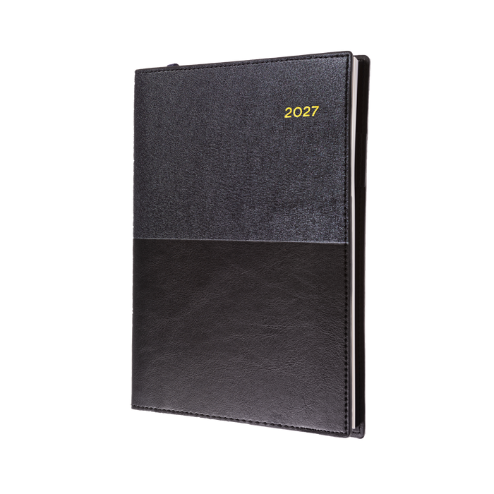 2027 Calendar Year Diary/Planner - 12 Month A5 2 Days to a Page - Soft PU Cover - Collins Vanessa Range