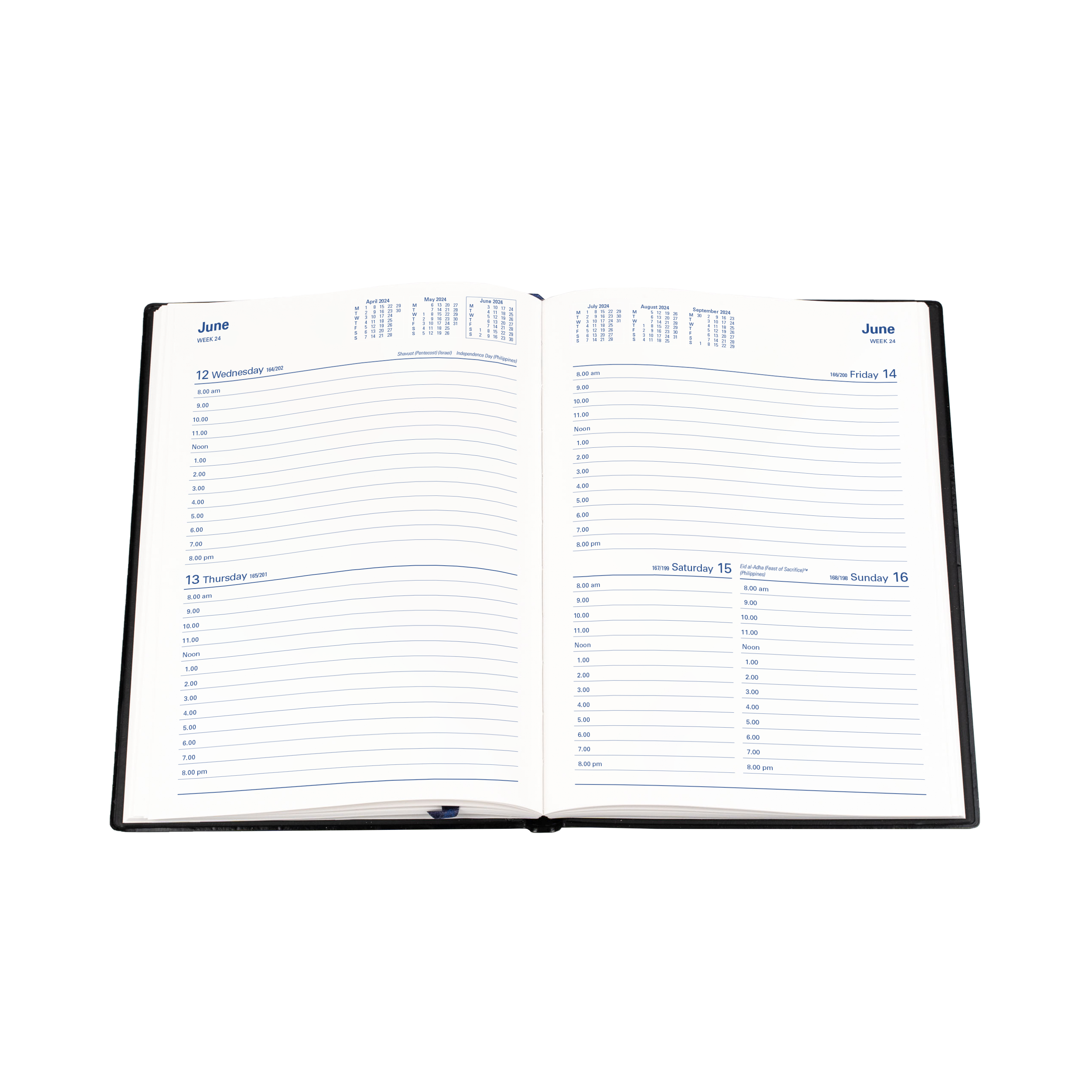 Belmont Desk 2024 Diary - 2 Days to a Page, Size A5 Black / A5 (210 x 148mm)